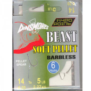 BEAST SOFT PELLET SIZE 12 BARBLESS RIG Pack of 6 DINSMORES