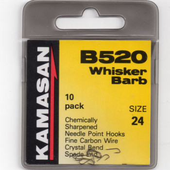 Kamasan B520 Whisker Barb Spade end Hook Size 24